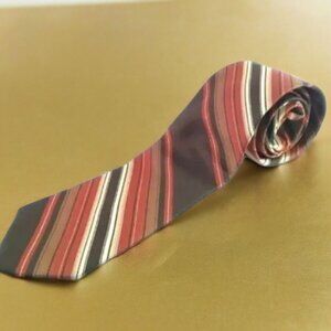 Vintage Hansom necktie brown orange beige diagonal stripe Retro